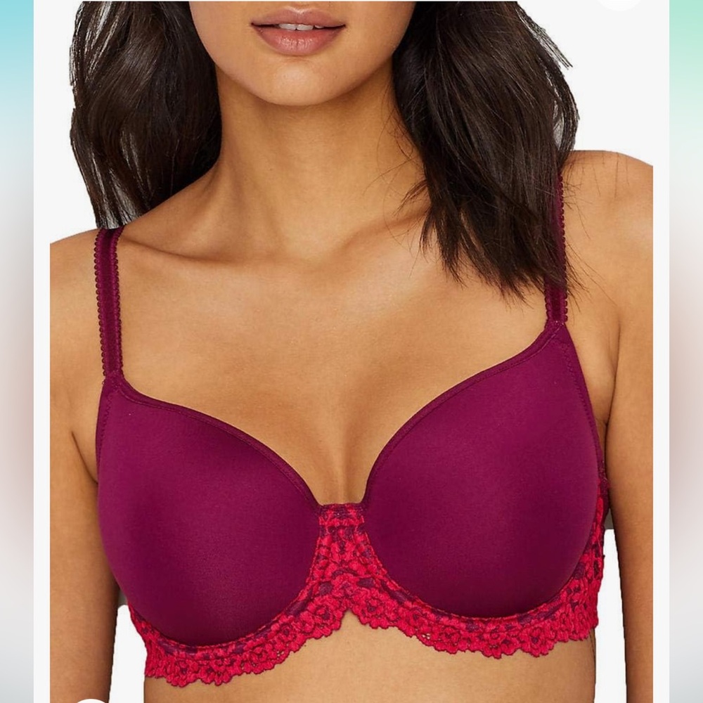 Wacoal womens Embrace Lace Contour T Shirt Bra, Purple Potion/Cerise, 32DD US